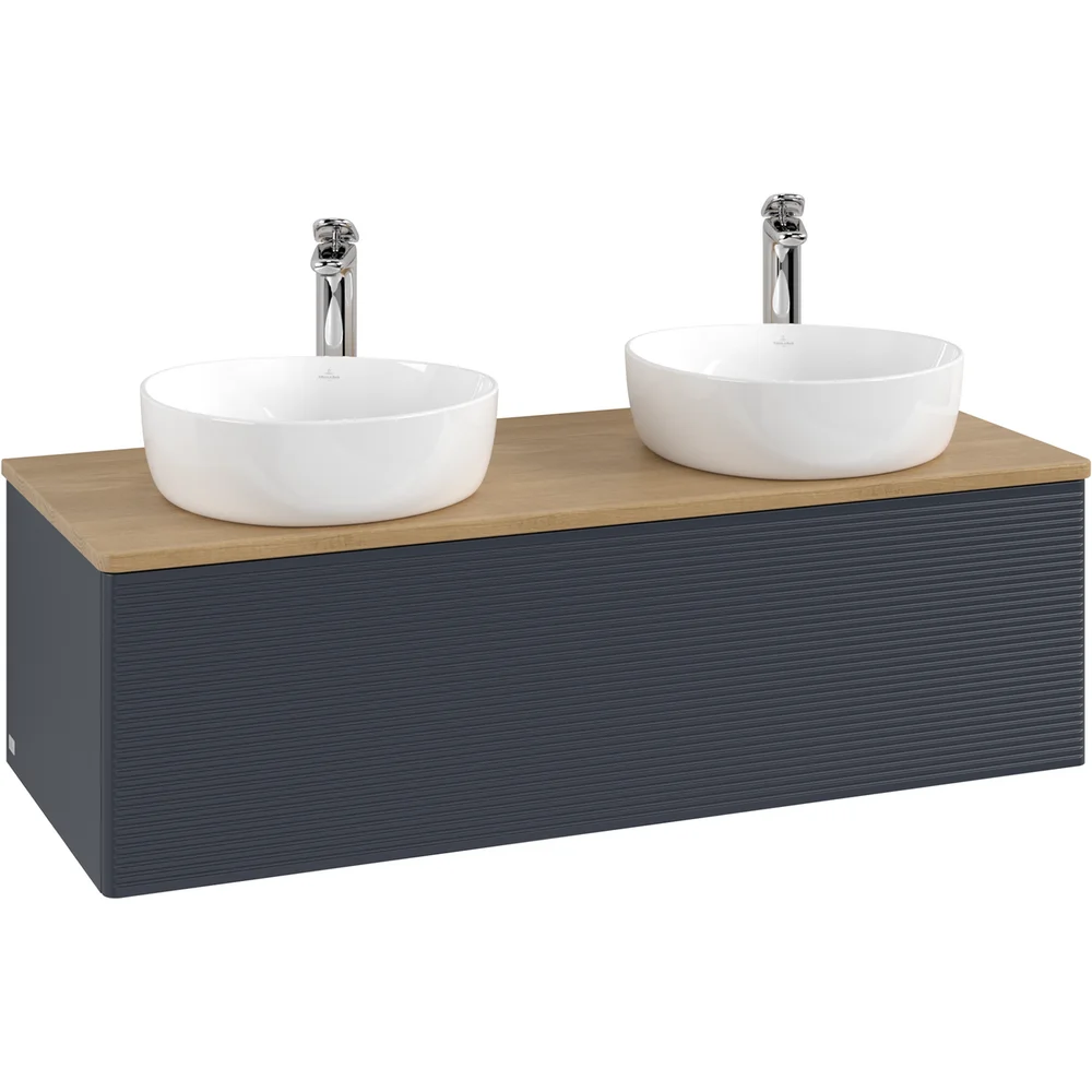 V&B ANTAO SERVANTSKAP 1 SKUFF RILLET 1200X360X500 FOR 2 SERV. M/KRANHULL M/LYS BLÅ/EIK v:9625883