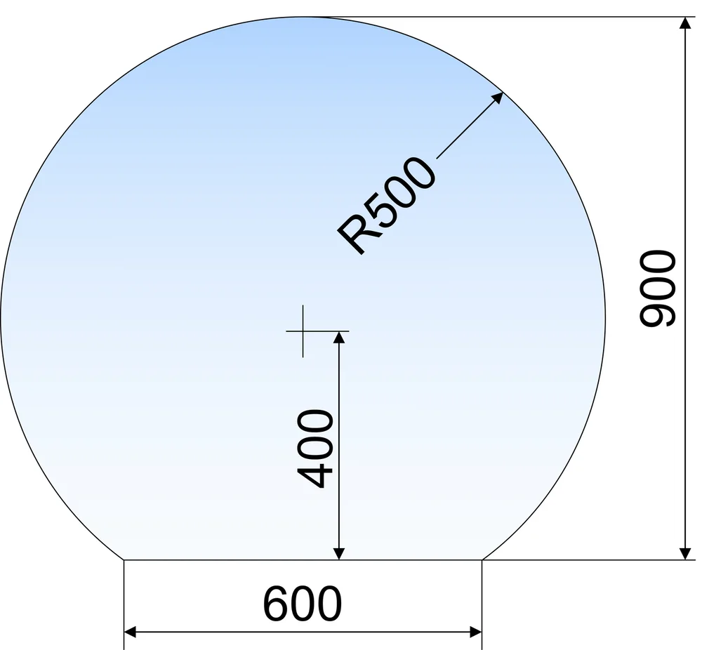 GULVPLATE 1000X900X6MM KL GL RUND v:1248826