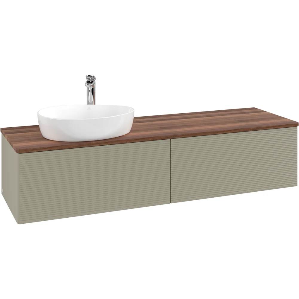V&B ANTAO SERVANTSKAP 2 SKUFFER RILLET 1600X360X500 VENSTRE M/KRANHULL STENGRÅ/VALNØTT v:3119551