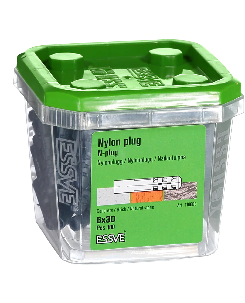 Nylonplugg n 6×30 lysgrå a-100feste i harde materialer v:6885054