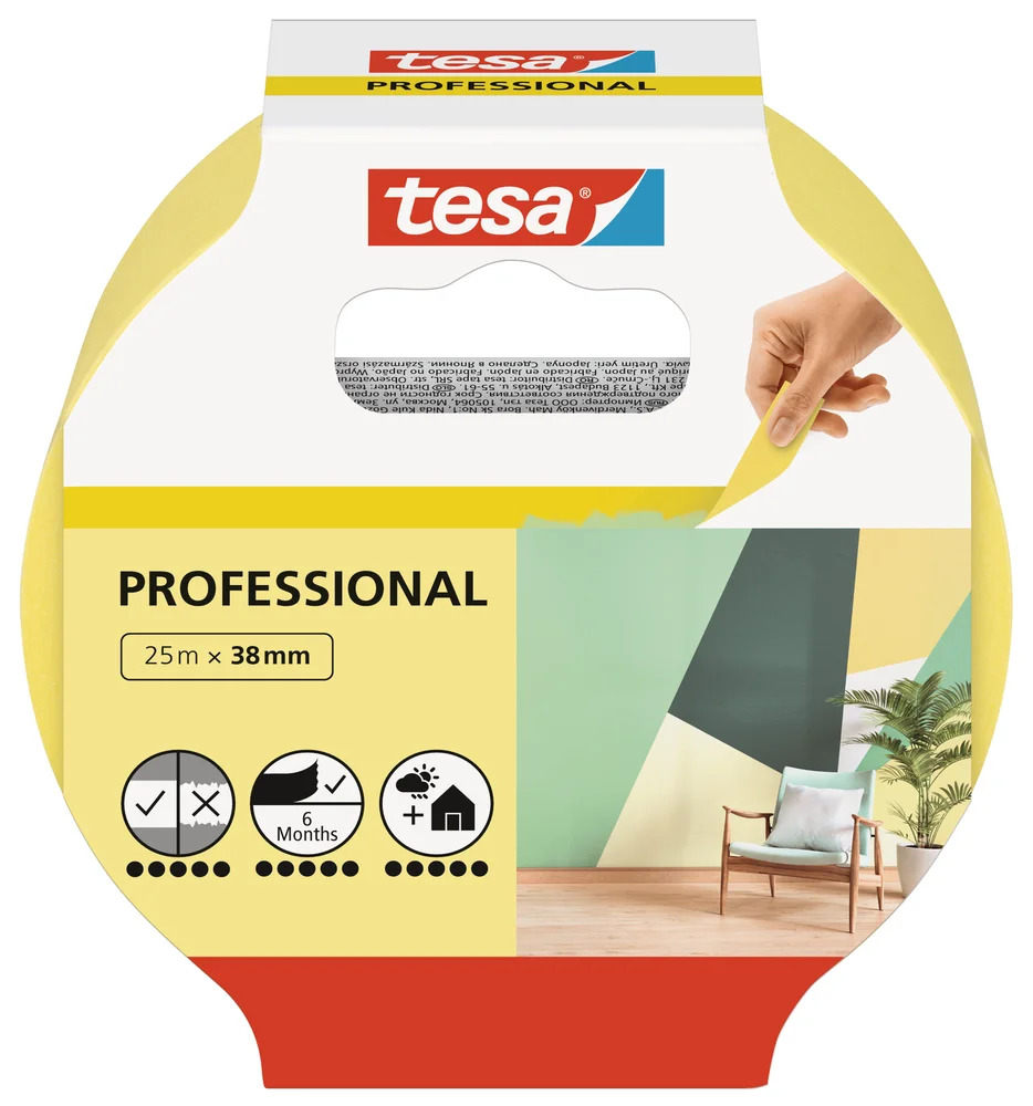 Maskeringstape Professional 25mx38mm Gul – Tesa v:9538884