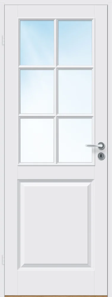 Innerdør Kari halvglass hvit 90x210 cm frostet glass v:1886493