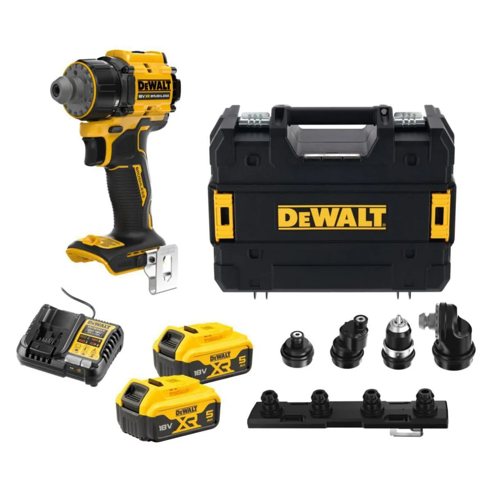 Dewalt Bormaskin med skrutrekker 18V, DCD803P2T-QW, inkl. Tstak, 2×5,0 ah batterier & lader v:3817499