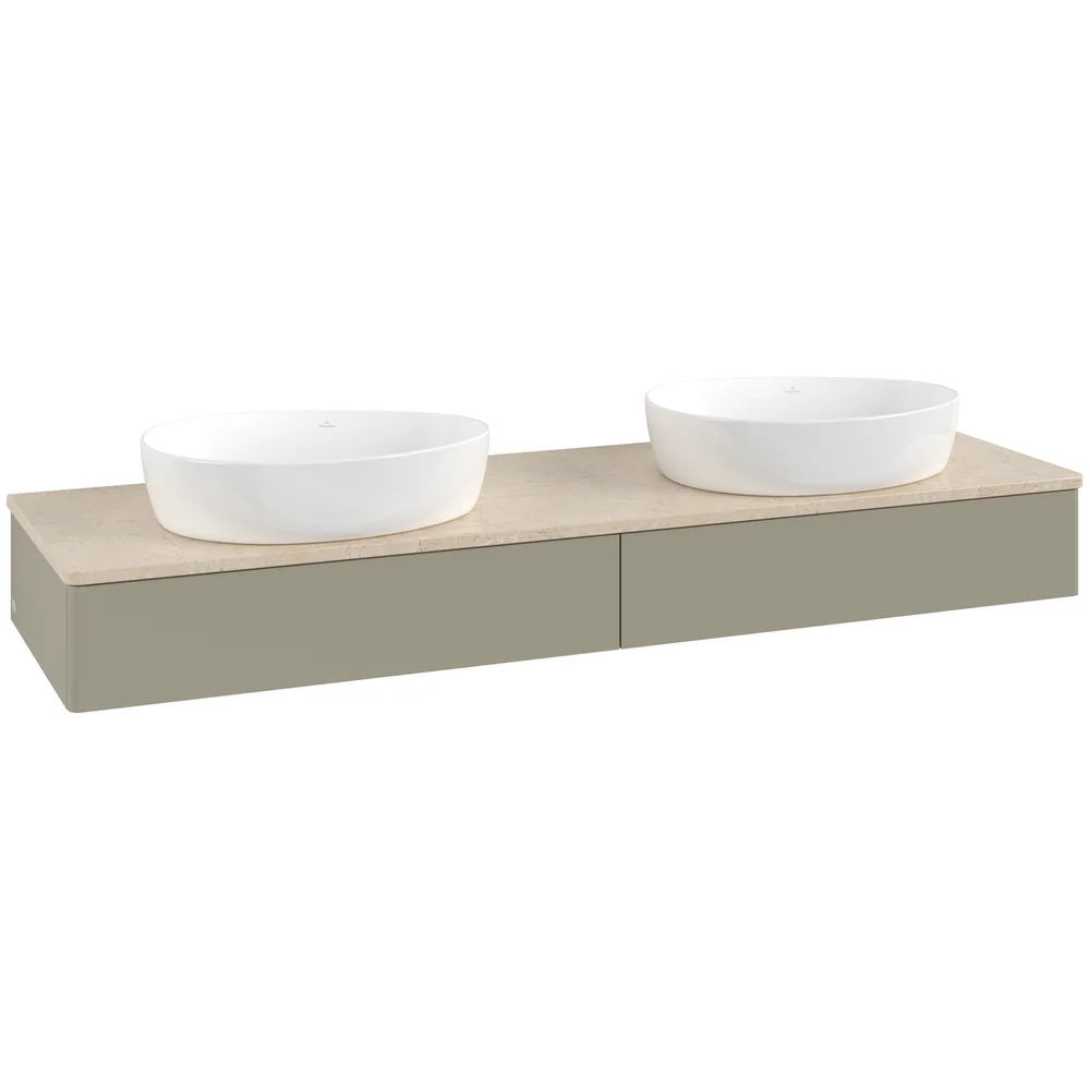 V&B ANTAO SERVANTSKAP 2 SKUFFER GLATT 1600X190X500 FOR 2 SERV. U/KRANHULL STENGRÅ/CRÉME v:1068165