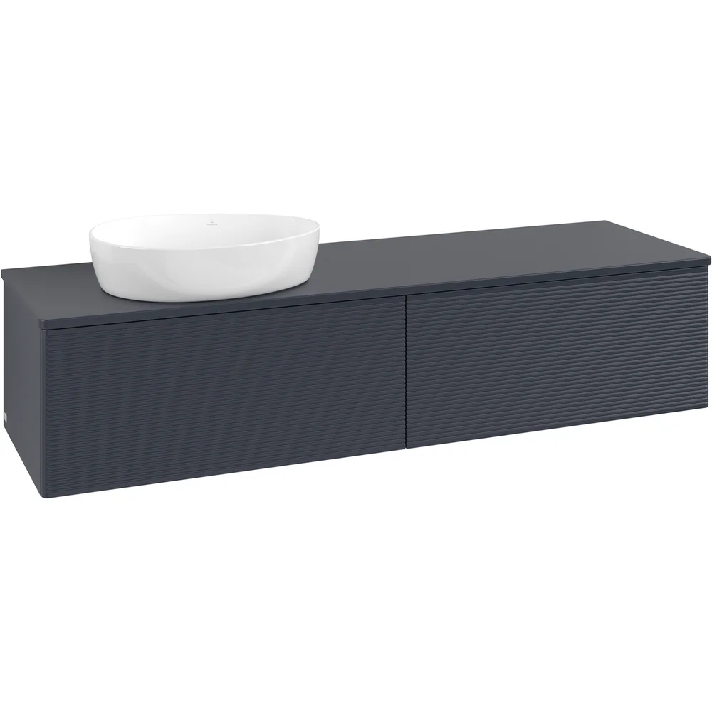 V&B ANTAO SERVANTSKAP 2 SKUFFER RILLET 1600X360X500 VENSTRE U/KRANHULL BLÅ v:9632482