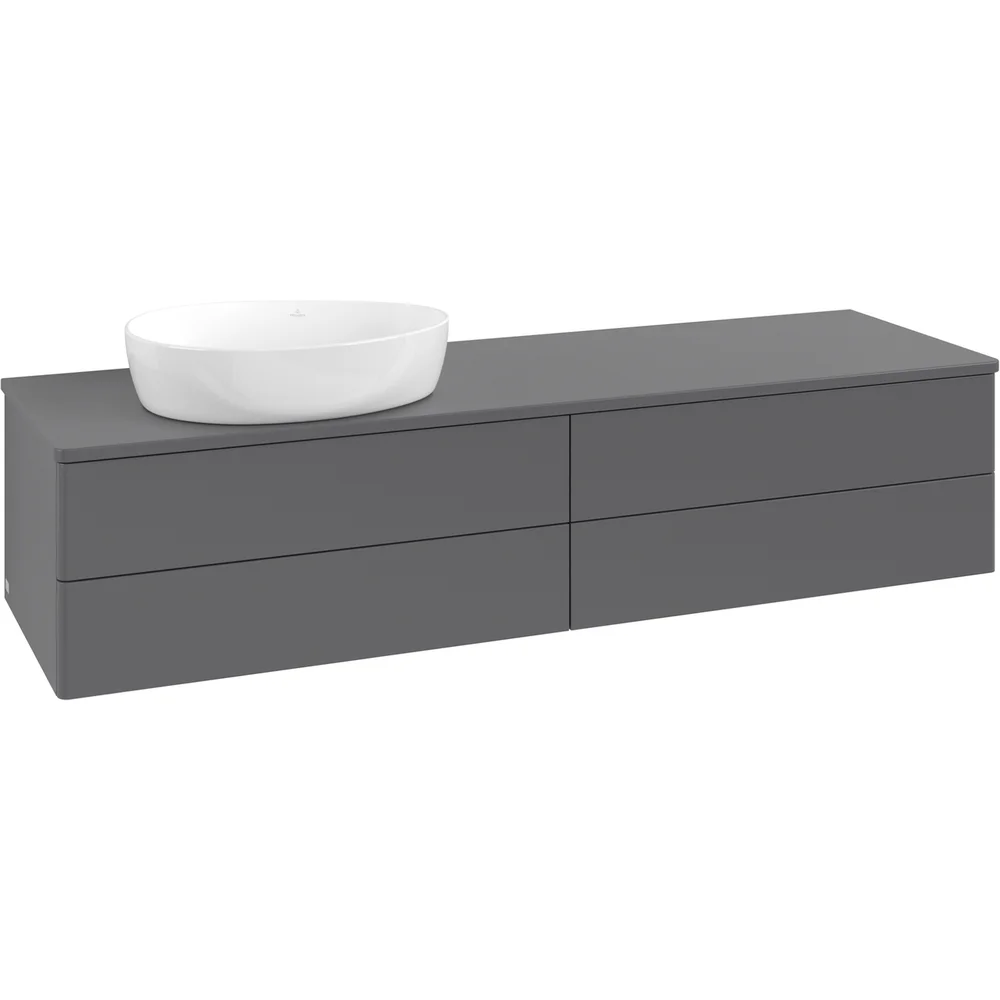 V&B ANTAO SERVANTSKAP 4 SKUFFER GLATT 1600X360X500 VENSTRE U/KRANHULL M/LYS ANTRASITT v:3943491