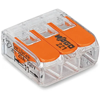 WAGO 221-613 3-LEDER KOBLINGSKLEMME TRANSPARENT 5 STK v:7403487