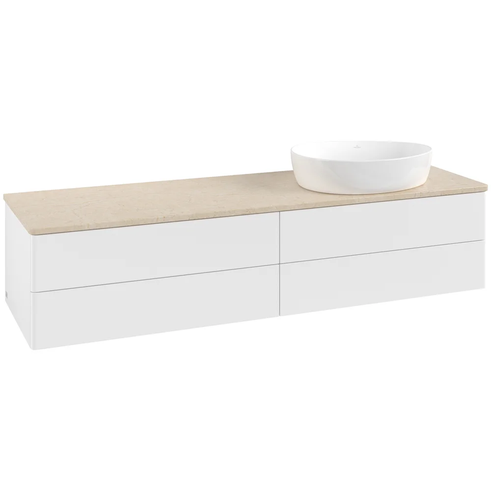 V&B ANTAO SERVANTSKAP 4 SKUFFER GLATT 1600X360X500 HØYRE U/KRANHULL MATT HVIT/CRÉME v:4957328
