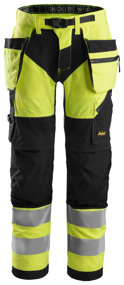 Bukse 6932 gul/sort 148 snicers highvis kl 2 hylsterlommer v:9134715
