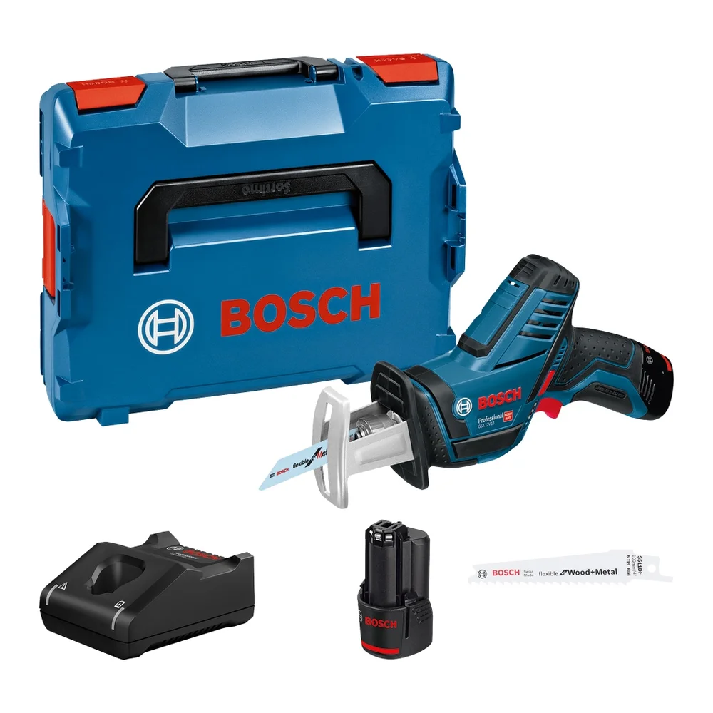 Bosch Tigersag GSA 12V-14, inkl. 2 stk 3Ah-batterier & hurtiglader GAL 12V-40. v:1932324 Bosch Tigersag GSA 12V-14, inkl. 2 stk 3Ah-batterier & hurtiglader GAL 12V-40. v:1932324