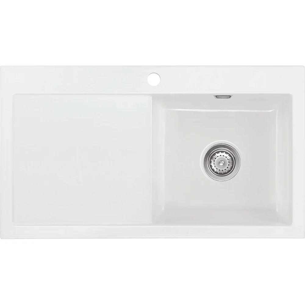 LAVABO MERA 90 KERAMIKK KJØKKENVASK HVIT M/KROM BUNNVENTIL v:5793134